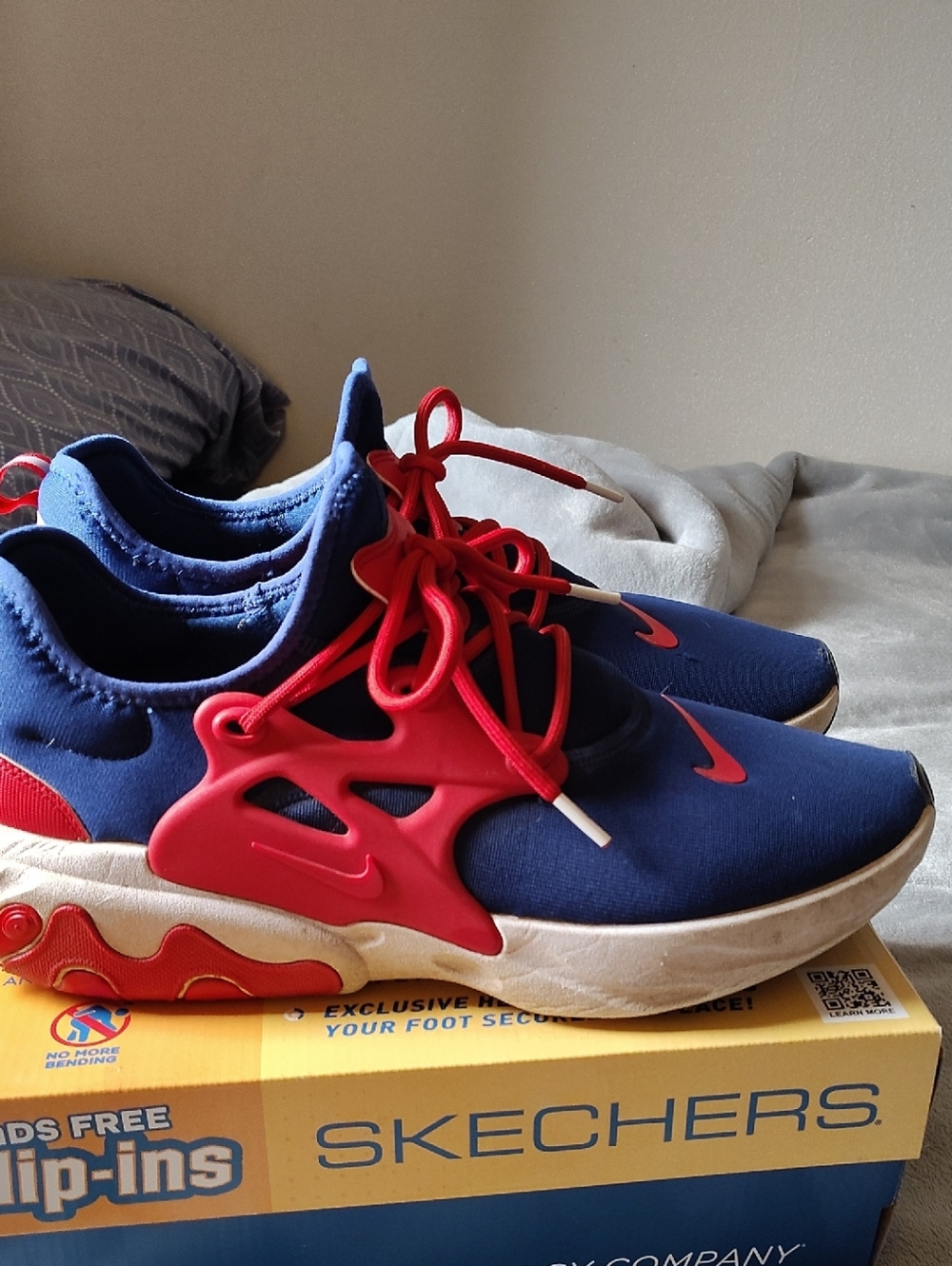 Nike Navy and Bright Red Men's Athletic Sneakers